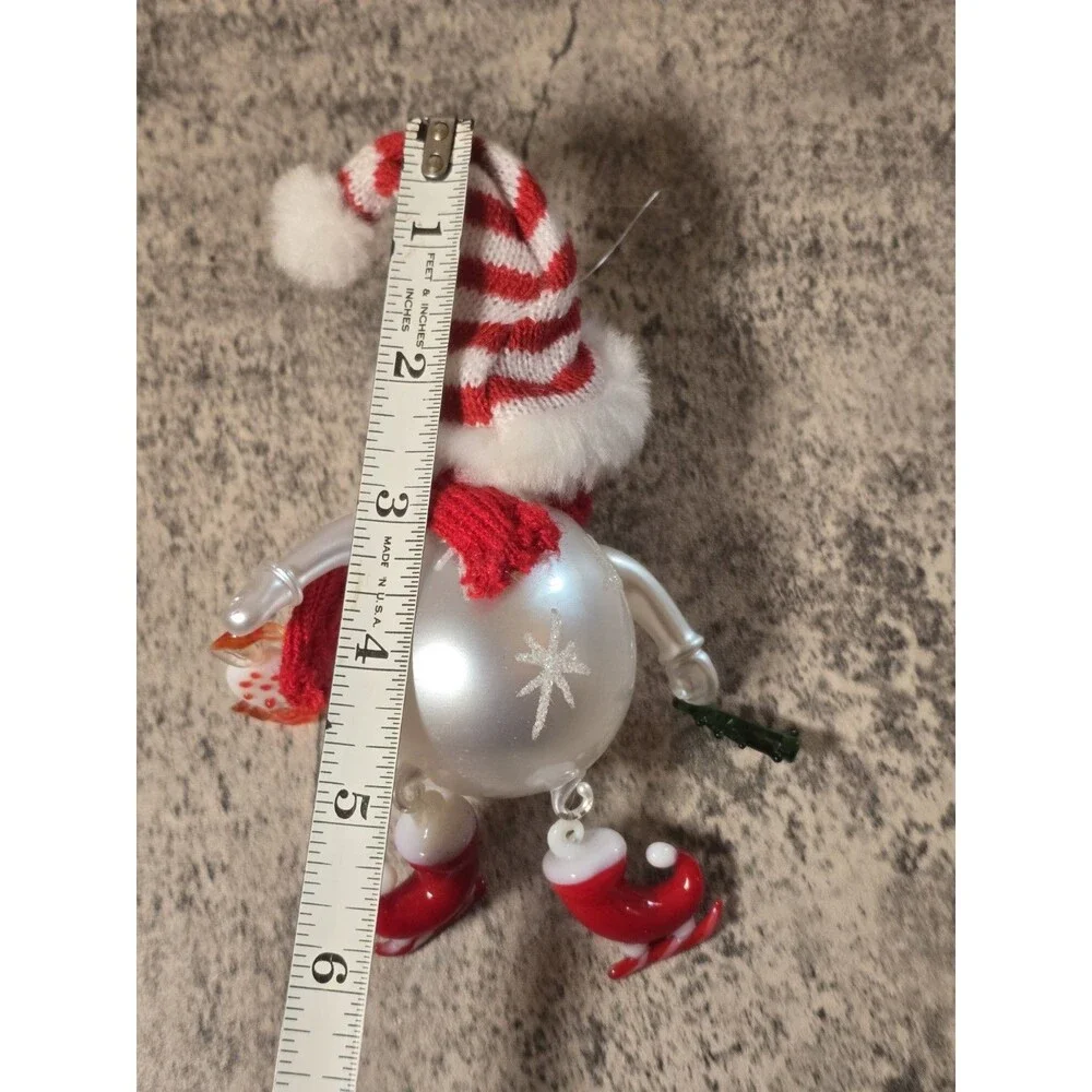 Vintage Blown Glass Snowman Christmas Ornament Handmade Delicate Decor